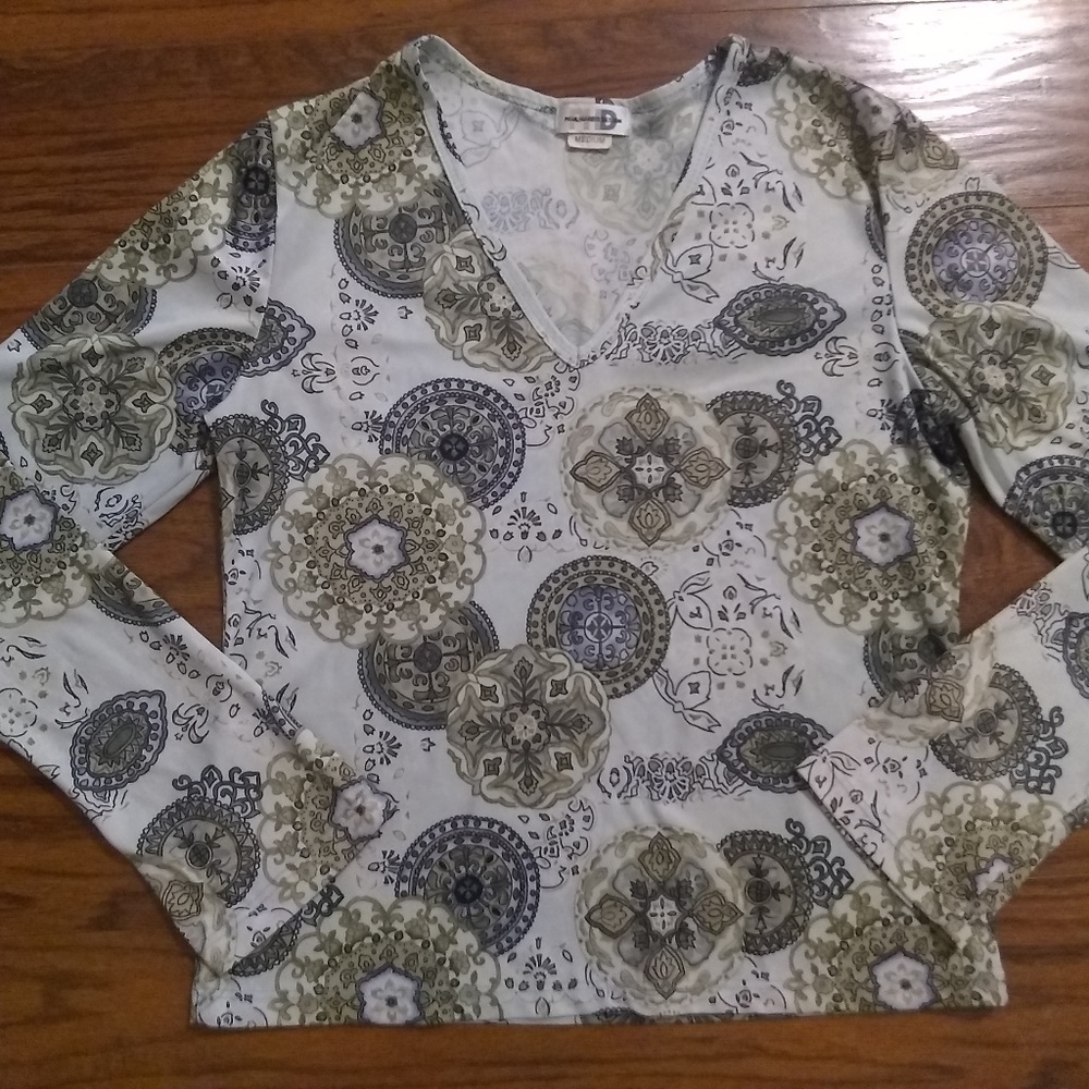 Vtg 90's Paul Harris Design Long Sleeve V neck M